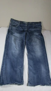 BKE Jeans Mens 44R Blue Seth Straight Leg Medium Wash Embroidered V Stitch Fade - Picture 1 of 7