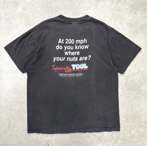 Vintage 90s Specialty Tool Shirt Large Faded Black Funny Crude Single Stitch - Picture 1 of 12