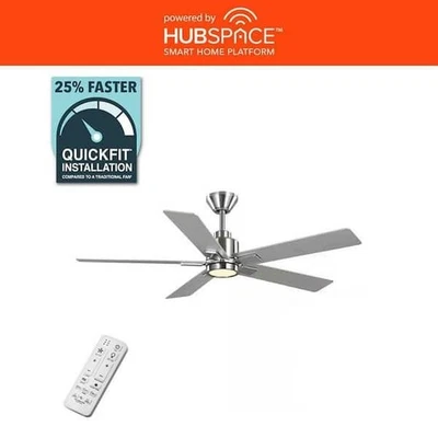 Hampton Bay Zandra 52" Integrated LED Brushed Nickel Ceiling Fan w/Remote 92380 - Image 1 of 4