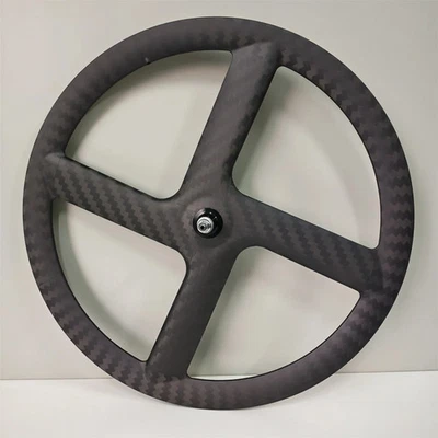700C Carbon Road/Track/Fixed Gear 4 Spoke Bicycle Wheelset Clincher Tubular Rim - Image 1 of 4