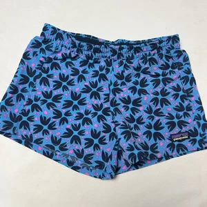 Patagonia Baggies Shorts Swim Trunks Blue Pink Floral Print Recycled Nylon Sz M - Picture 1 of 12