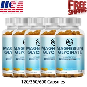 Magnesium Glycinate 500mg 120-600 Capsules for Calm, Stress, Sleep, Leg Cramp, - Picture 1 of 12