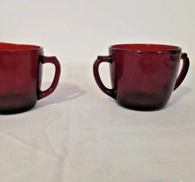 Vintage Anchor Hocking Royal Ruby Red Cream and Sugar Set Depression Glass 1940s - Image 1 of 4
