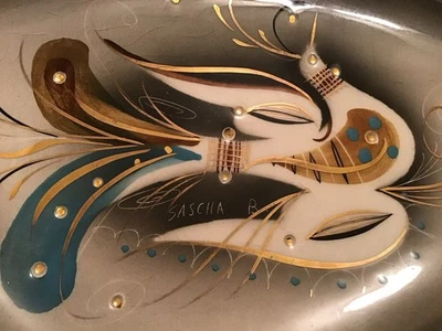 老式 MCM Sascha Brastoff 签名 Boomerang 烟灰缸/饰品托盘 — 第 1/4 张图片