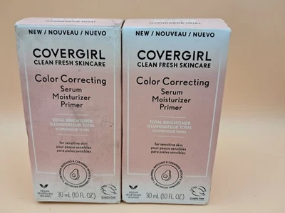 2 PACK COVERGIRL Clean Fresh Primer Color Correcting Serum LIGHT SKIN NEW - Image 1 of 3