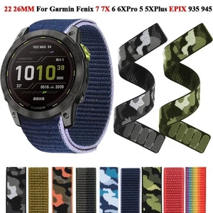 Cinturino in nylon 22 26 mm per Garmin Fenix 7X 7 6 5 cinturino orologio - Foto 1 di 24