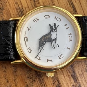 Vintage New Boston Terrier Dog Wrist Watch, Paper Work & Case Need Battery - Picture 1 of 7
