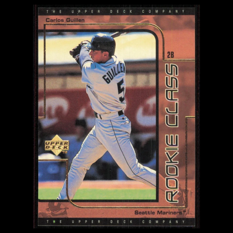 Tarjeta de béisbol Carlos Guillén novato #R9 1999 elección de cubierta superior Seattle Mariners Foto 1 de 3