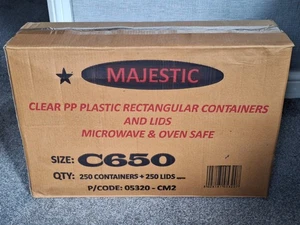 Majestic Clear Plastic Rectangular Containers & Lids Size C650 QTY 250 Approx - Picture 1 of 5