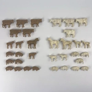 34 Vintage Bauernhof Spielset Vinyl Hartplastik Tiere Pferd Kuh Schaf Lamm - Bild 1 von 10