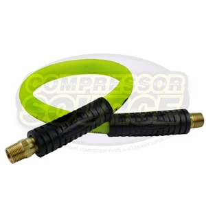 Flexzilla 1/2 x 2' Air Hose Whip 3/8" MNPT Swivel End Hybrid Polymer HFZ1202YW3S - Picture 1 of 6