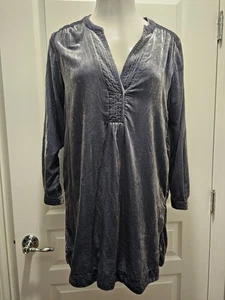 ANTHROPOLOGIE BLUE VELVET DRESS SIZE XS - Picture 1 of 6
