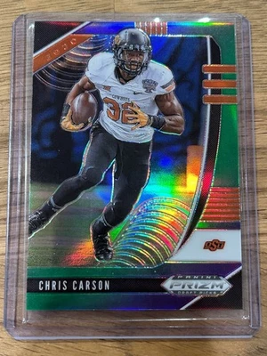 2020 Prizm Draft Picks Seattle Seahawks Chris Carson Purple/Green 073/199 - Image 1 of 3