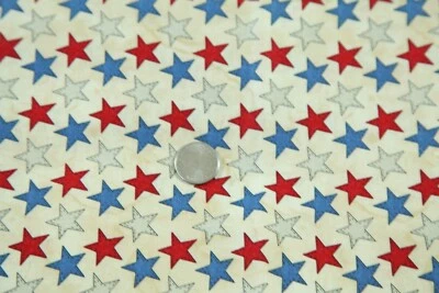 Edredón de algodón azul rojo tostado patriótico tela estrella occidental acolchado en blanco 45" Foto 1 de 4