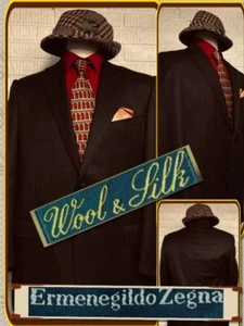 Ermenegildo Zegna  Saks Fifth Ave MINT 46L Silk Wool Brown ITALIAN Blazer 722191 - Picture 1 of 12