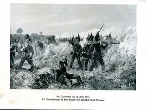 Bei Quatrebras -- Angriff der Engländer -- R. Knötel -- S/W - aus 1901   - Picture 1 of 1