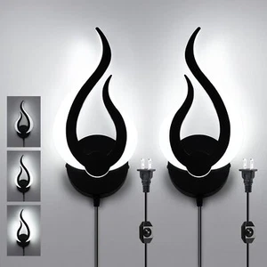 2 Pack LED Wall Light Dimmable Plug in Wall Lamp Sconce for Indoor Living Room  - Picture 1 of 8
