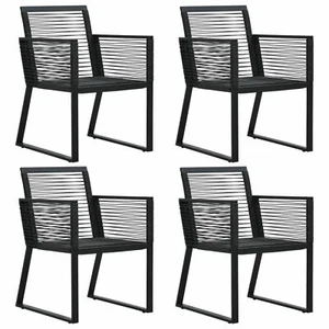 Tidyard 4 Piece Garden Chairs Black Rattan Armchair Steel Frame Dining M1S4 - Picture 1 of 9