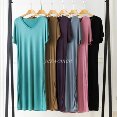 Mujeres Camisones de seda con cuello en V Vestido sin cordones Prendas de salón Prendas para dormir Camisón Chemise Foto 1 de 4