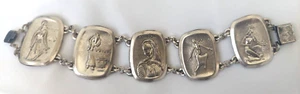 1950' Jewish Biblical Women Silver Plated Bracelet Israel Judaica - Picture 1 of 4