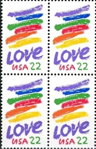 1985 Love Crayon Block Of 4 22c Postage Stamps, Sc# 2143, MNH, OG - Picture 1 of 1