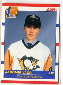 1990-91 Puntuación Jaromir Jagr Tarjeta de novato a radiocontrol #428 pingüinos (variante roja canadiense) - Imagen 1 de 2