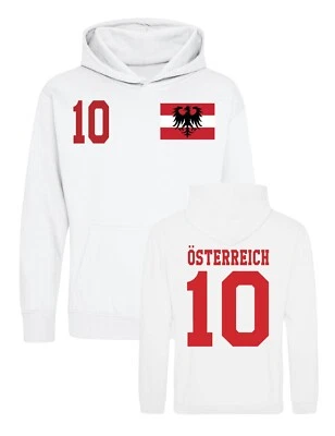 YOUTH DESIGNZ Kinder Österreich Hoodie Trikot Pullover mit Wunschname & Nummer WM Fußball Fun