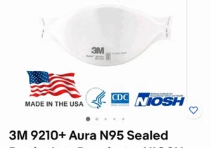 3M 9205+ AURA N95 NIOSH Approved Particulate Respirator Mask Face Masks USA MADE - Picture 1 of 16