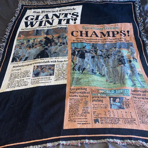 San Francisco Giants 2010 WS Champs Woven Throw Blanket 60X 56 Baseball Cover