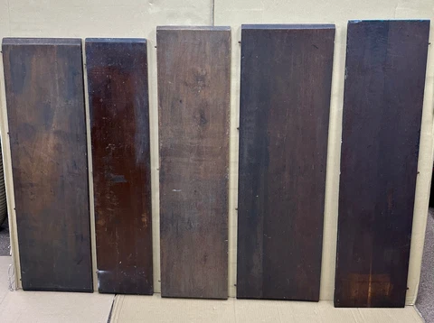Lot of 5 Antique Vintage Black Walnut Dining Table Top Leaves Boards, 42 -45" H Cover