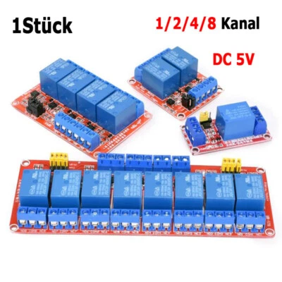 1 Stück DC 5V 1/2/4/8 Kanal Relais Modul High Low Level Trigger mit Optokoppler - Bild 1 von 4