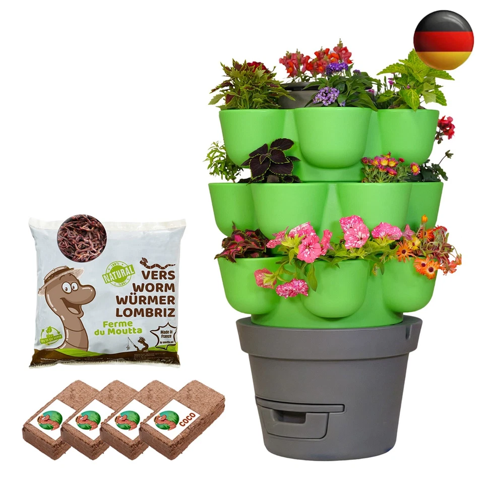 WORMgarden Grün 3 Etagen, vertikaler Wurmkomposter-Garten - Bild 1 von 1