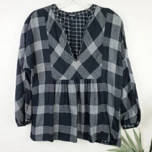 Madewell Plaid Peplum Popover Top Blouse size XS Women's - Picture 1 of 12