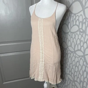 The Hanger Size S Pale Pink Mini Dress White Lace Spaghetti Straps Lined - Picture 1 of 10