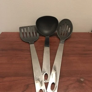 Oneida Utensil Lot Stainless Nylon Slotted Spatula Slotted Spoon Ladle Black - Picture 1 of 10