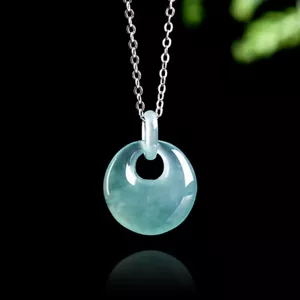 Collar Colgante Donut Jadeíta Azul Myanmar Plata 925 Jade Birmano - Imagen 1 de 6