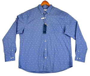 Saddlebred Printed Button Down Shirt Mens Size XL Blue Long Sleeve Classic Fit - Picture 1 of 9