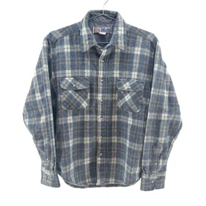 WILD RIVER Vintage Wollmischung Flanellhemd mit Knopfleiste • Large • blau, elfenbein - Bild 1 von 6