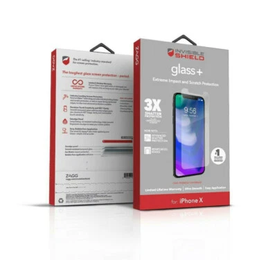 ZAGG iPhone X XS InvisibleShield Glass+ Extreme Impact Scratch Screen Protector - Image 1 of 2