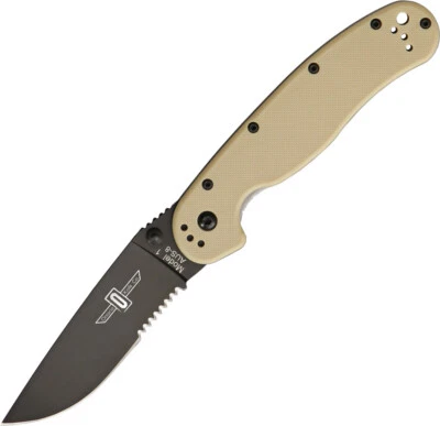 Ontario RAT 1 Linerlock Desert Tan Folding AUS-8 Serrated Pocket Knife  - Image 1 of 4