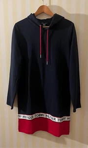 Tommy Hilfiger Americana French Terry Logo Sweatshirt Hooded Dress Red White & B - Picture 1 of 5
