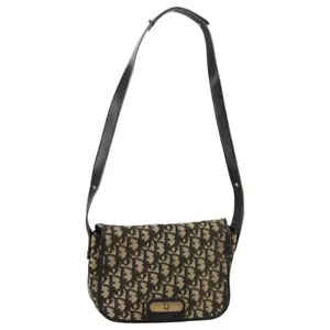 Christian Dior Trotter Canvas Shoulder Bag Black Auth 106019 - Picture 1 of 24