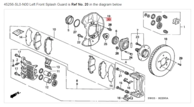 Protector contra salpicaduras delantero izquierdo Honda Acura genuino OEM NSX 45256-SL0-N00 Foto 1 de 2