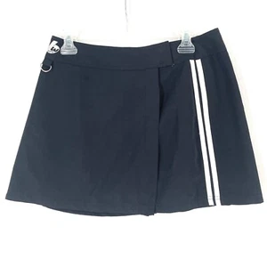 BW Sport Tennis Wrap Skirt Size 10 Black White Stripe Vintage Y2k Mini - Picture 1 of 9