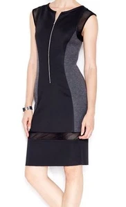 NEW Rachel Rachel Roy Dress Sz XS Black Charcoal Grey Mesh Scuba Cocktail Dress - Picture 1 of 4