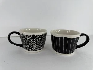 Creative CO-OP White & Black Micro/Dishwasher Safe Ceramic Coffee Mugs Set Of 2 - Picture 1 of 9