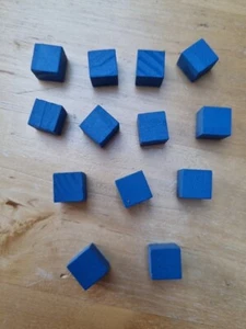 13 Blue Wooden Cubes M Board Game Replacement Tokens Pawns Upgrade Spare Parts - Picture 1 of 1