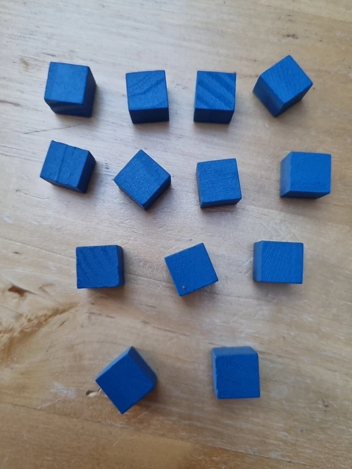 13 Blue Wooden Cubes M Board Game Replacement Tokens Pawns Upgrade Spare Parts  - Image 1 of 1