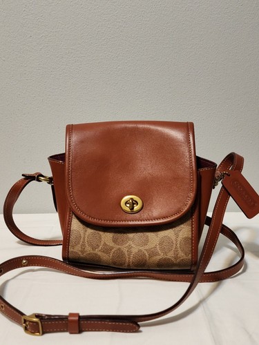 RARE!! Coach Samplebag Coated Canvas Calfskin Crossbody Turnlock Lunchbox LE