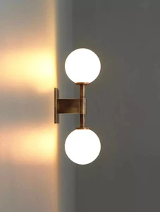 Handmade Double Light Globe Sputnik Brass Sconce Wall Lamp Beside Wall Living - Picture 1 of 8